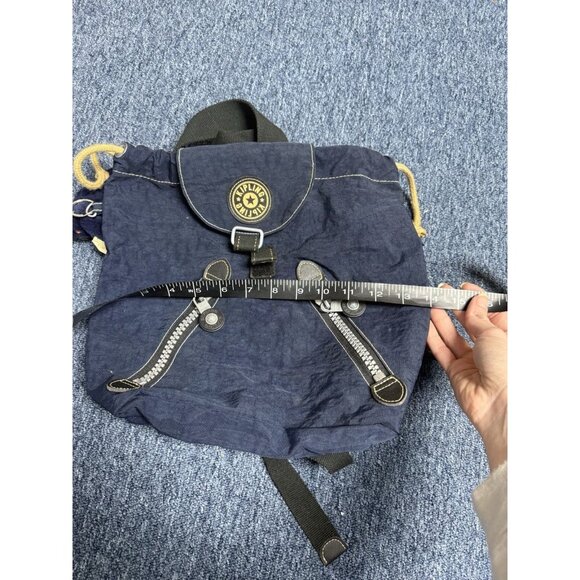 KIPLING Vintage 1990\'s Black Drawstring Backpack Bag 12x12 Adjustable Straps